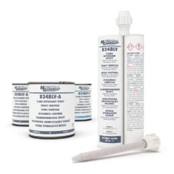 834BLV is a 2-part, low-viscosity, black, flameretardant epoxy potting compound. It cures to a rigid finish, which protects circuits from physical stresses such as shocks, impacts and vibration. Unlike most flame-retardant epoxies, 834BLV has a very low mixed viscosity, enabling superior wetting and encapsulation of intricate circuit geometries.
